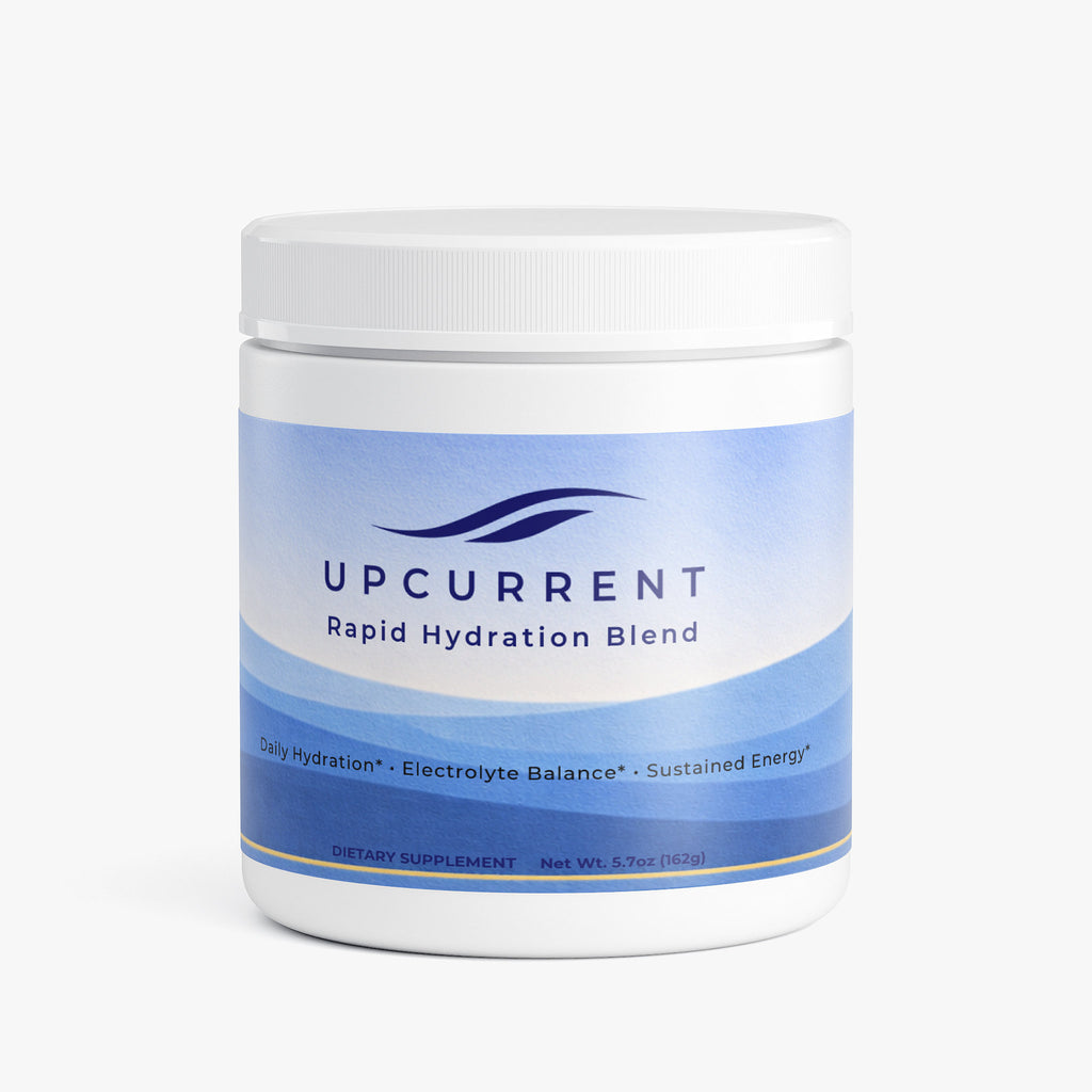 Upcurrent Rapid Hydration Blend container on a white background
