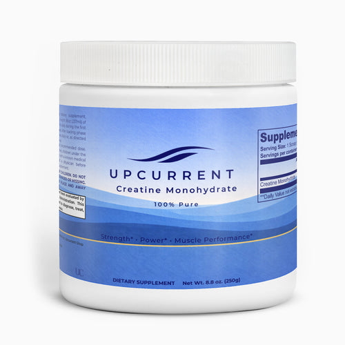 Upcurrent Creatine Monohydrate supplement container on a white background